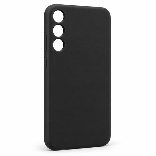 Schwarze Silikon-Hülle für Samsung Galaxy S25, Rückansicht