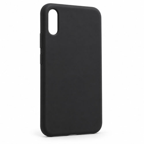 Schwarze Silikon-Hülle für iPhone 16, Rückansicht